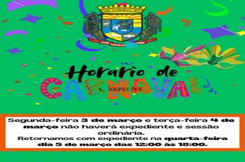 HORÁRIO EXPEDIENTE FERIADO DE CARNAVAL 2025