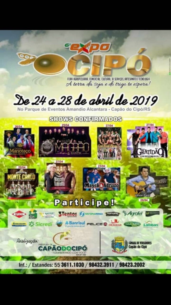 CONVITE 6ª EXPOCIPÓ DE 24 A 28 DE ABRIL DE 2019